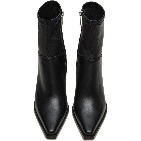 Women Black Dressy Ankle Boots Pointed Toe Side Zipper Kitten Heel Booties - Picture 6 of 7